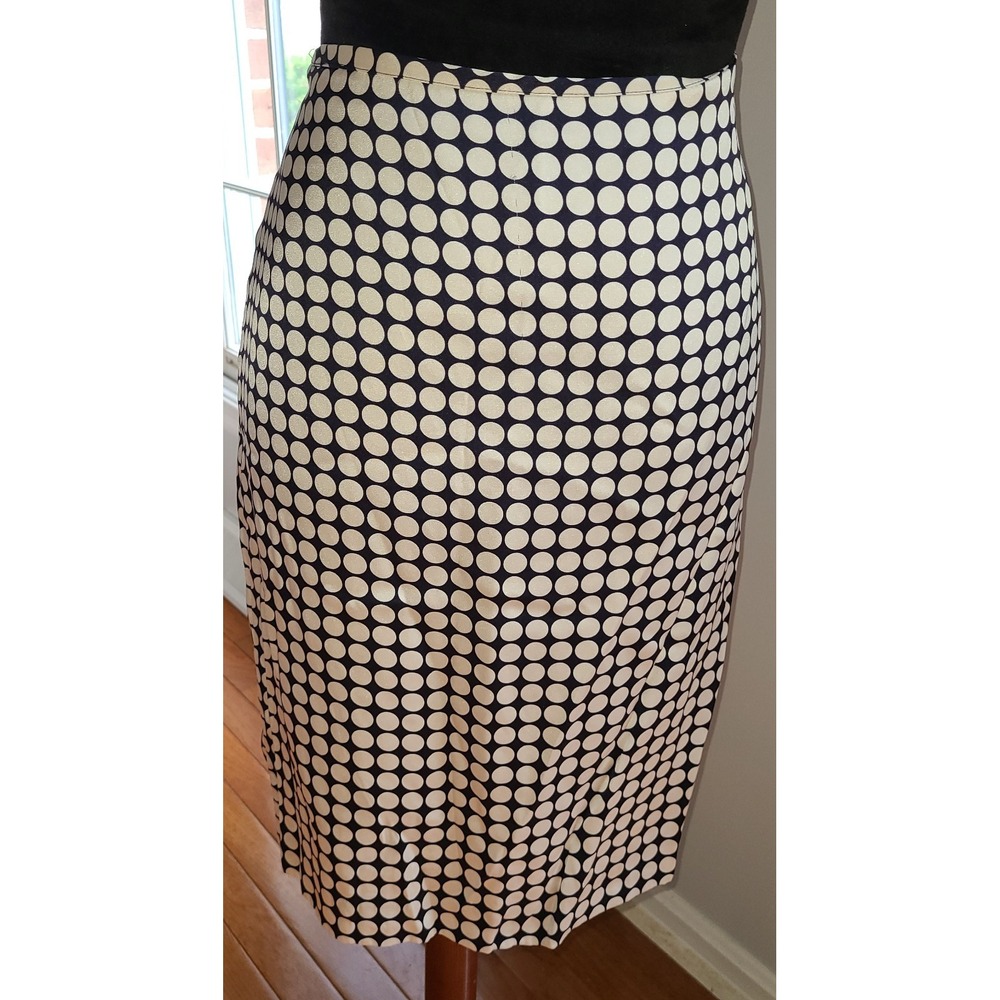 Banana Republic Skirt Women Sz 8 Blue Polka Dot Silk Satin Pencil Career Y2K